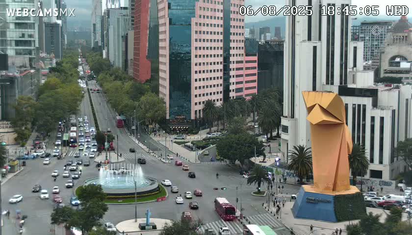 Ciudad de Mexico ,Avenida Paseo de la Reforma Avenue & Torre Caballito (Little Horse Tower) Live Cam -  Cuauhtemoc, Ciudad de Mexico, Mexico