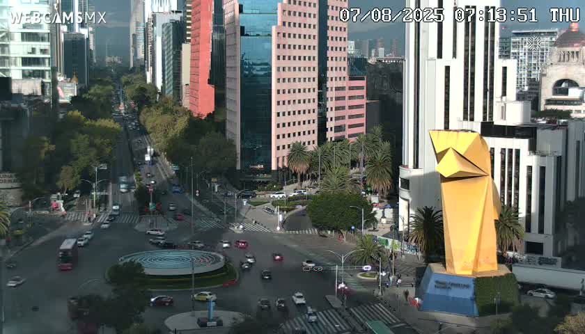 Ciudad de Mexico ,Avenida Paseo de la Reforma Avenue & Torre Caballito (Little Horse Tower) Live Cam -  Cuauhtemoc, Ciudad de Mexico, Mexico