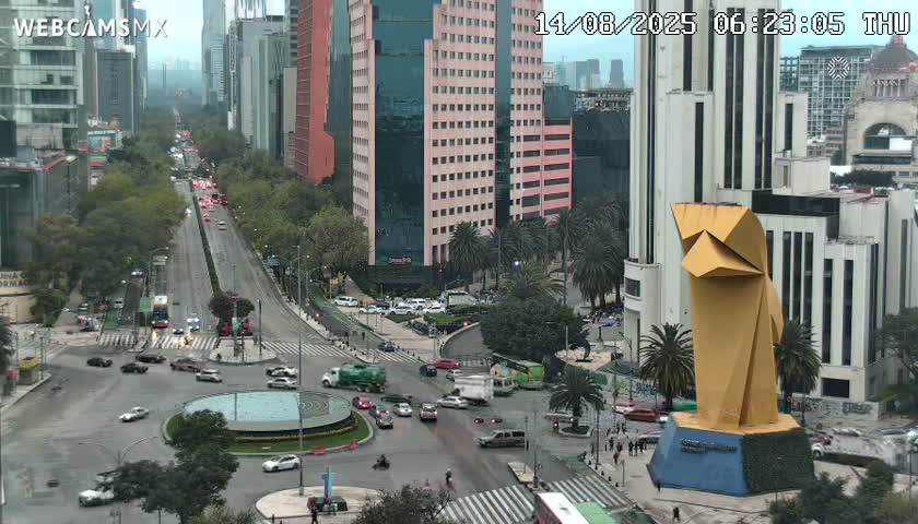 Ciudad de Mexico ,Avenida Paseo de la Reforma Avenue & Torre Caballito (Little Horse Tower) Live Cam -  Cuauhtemoc, Ciudad de Mexico, Mexico