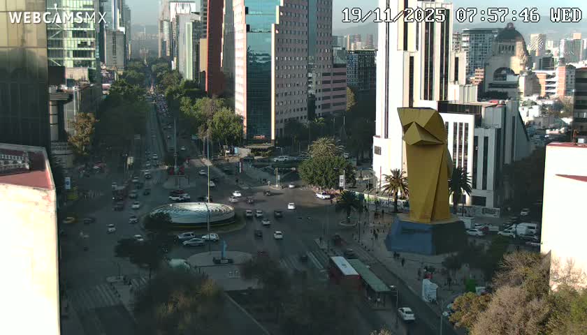 Ciudad de Mexico ,Avenida Paseo de la Reforma Avenue & Torre Caballito (Little Horse Tower) Live Cam -  Cuauhtemoc, Ciudad de Mexico, Mexico