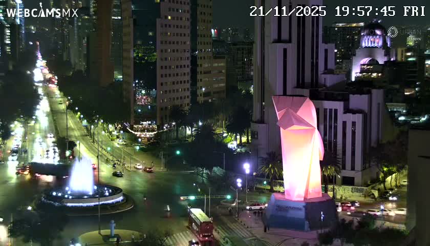 Ciudad de Mexico ,Avenida Paseo de la Reforma Avenue & Torre Caballito (Little Horse Tower) Live Cam -  Cuauhtemoc, Ciudad de Mexico, Mexico