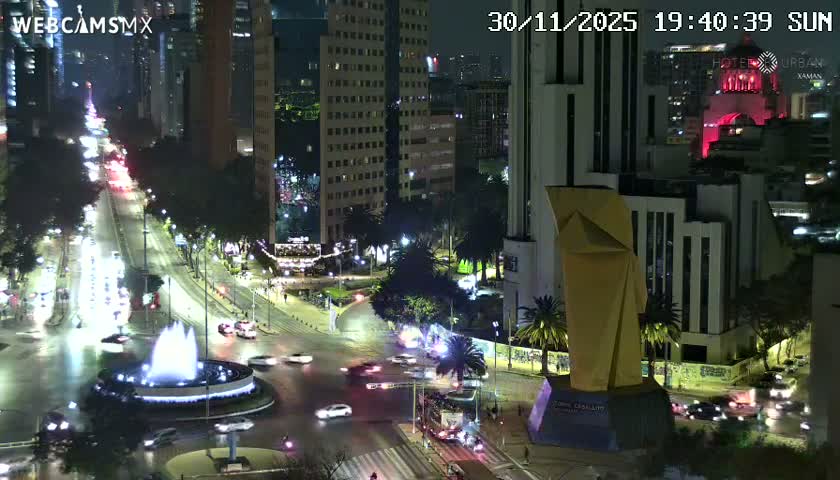Ciudad de Mexico ,Avenida Paseo de la Reforma Avenue & Torre Caballito (Little Horse Tower) Live Cam -  Cuauhtemoc, Ciudad de Mexico, Mexico