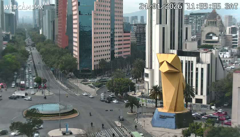 Ciudad de Mexico ,Avenida Paseo de la Reforma Avenue & Torre Caballito (Little Horse Tower) Live Cam -  Cuauhtemoc, Ciudad de Mexico, Mexico