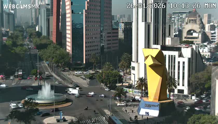 Ciudad de Mexico ,Avenida Paseo de la Reforma Avenue & Torre Caballito (Little Horse Tower) Live Cam -  Cuauhtemoc, Ciudad de Mexico, Mexico
