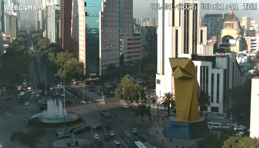 Ciudad de Mexico ,Avenida Paseo de la Reforma Avenue & Torre Caballito (Little Horse Tower) Live Cam -  Cuauhtemoc, Ciudad de Mexico, Mexico