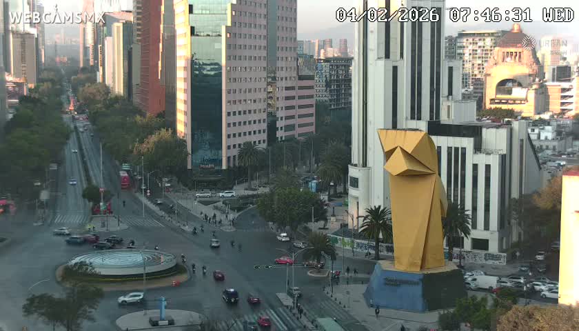 Ciudad de Mexico ,Avenida Paseo de la Reforma Avenue & Torre Caballito (Little Horse Tower) Live Cam -  Cuauhtemoc, Ciudad de Mexico, Mexico