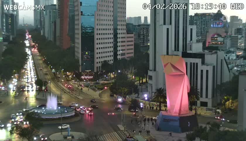 Ciudad de Mexico ,Avenida Paseo de la Reforma Avenue & Torre Caballito (Little Horse Tower) Live Cam -  Cuauhtemoc, Ciudad de Mexico, Mexico