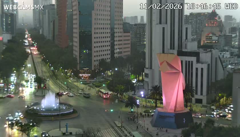 Ciudad de Mexico ,Avenida Paseo de la Reforma Avenue & Torre Caballito (Little Horse Tower) Live Cam -  Cuauhtemoc, Ciudad de Mexico, Mexico