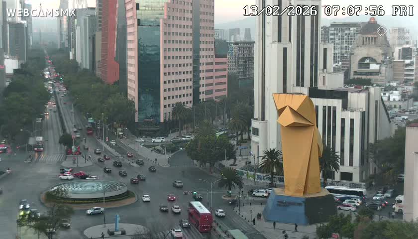 Ciudad de Mexico ,Avenida Paseo de la Reforma Avenue & Torre Caballito (Little Horse Tower) Live Cam -  Cuauhtemoc, Ciudad de Mexico, Mexico