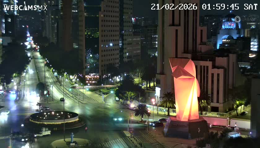 Ciudad de Mexico ,Avenida Paseo de la Reforma Avenue & Torre Caballito (Little Horse Tower) Live Cam -  Cuauhtemoc, Ciudad de Mexico, Mexico
