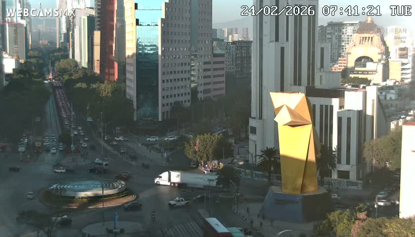 Ciudad de Mexico ,Avenida Paseo de la Reforma Avenue & Torre Caballito (Little Horse Tower) Live Cam -  Cuauhtemoc, Ciudad de Mexico, Mexico