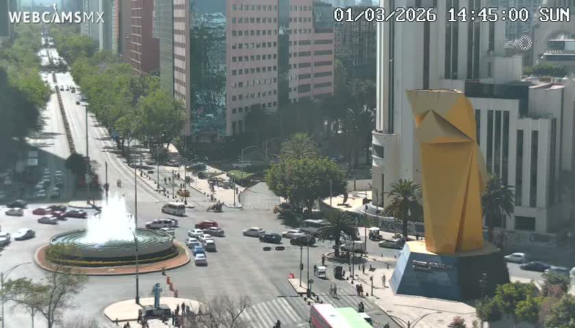 Ciudad de Mexico ,Avenida Paseo de la Reforma Avenue & Torre Caballito (Little Horse Tower) Live Cam -  Cuauhtemoc, Ciudad de Mexico, Mexico