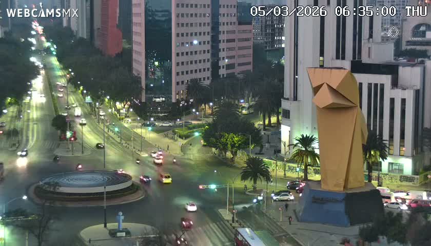 Ciudad de Mexico ,Avenida Paseo de la Reforma Avenue & Torre Caballito (Little Horse Tower) Live Cam -  Cuauhtemoc, Ciudad de Mexico, Mexico