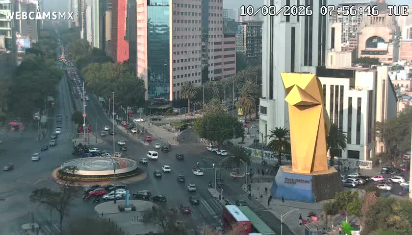 Ciudad de Mexico ,Avenida Paseo de la Reforma Avenue & Torre Caballito (Little Horse Tower) Live Cam -  Cuauhtemoc, Ciudad de Mexico, Mexico