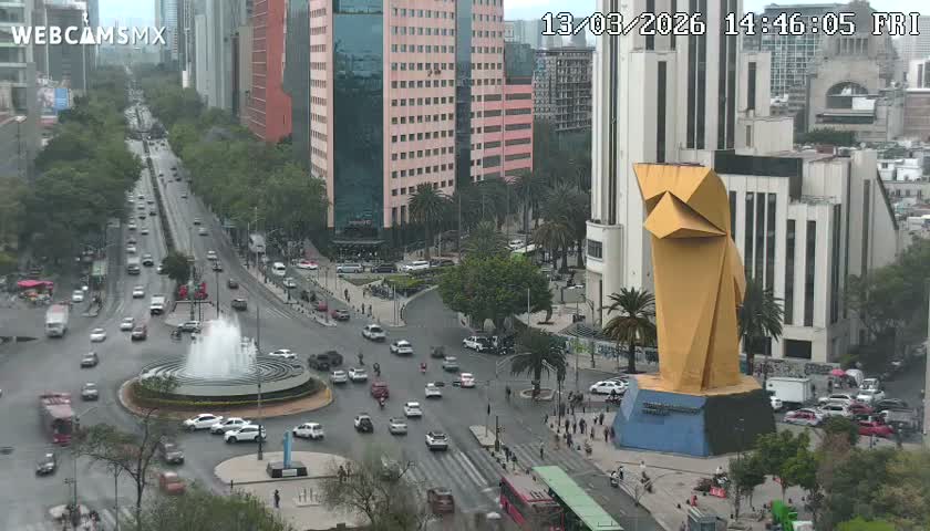 Ciudad de Mexico ,Avenida Paseo de la Reforma Avenue & Torre Caballito (Little Horse Tower) Live Cam -  Cuauhtemoc, Ciudad de Mexico, Mexico