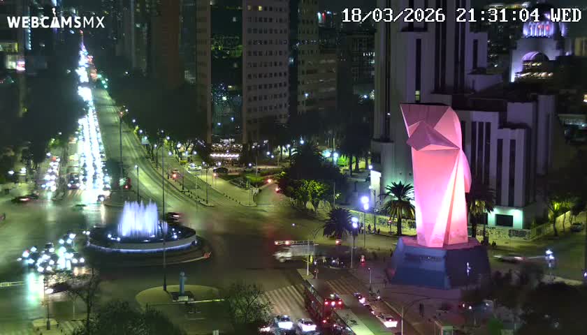 Ciudad de Mexico ,Avenida Paseo de la Reforma Avenue & Torre Caballito (Little Horse Tower) Live Cam -  Cuauhtemoc, Ciudad de Mexico, Mexico