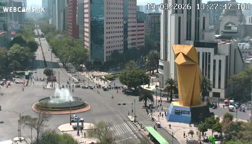 Ciudad de Mexico ,Avenida Paseo de la Reforma Avenue & Torre Caballito (Little Horse Tower) Live Cam -  Cuauhtemoc, Ciudad de Mexico, Mexico