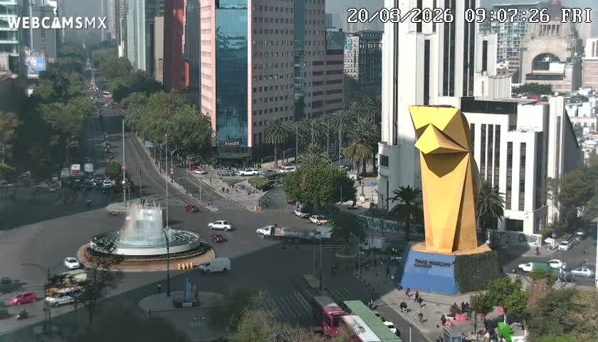 Ciudad de Mexico ,Avenida Paseo de la Reforma Avenue & Torre Caballito (Little Horse Tower) Live Cam -  Cuauhtemoc, Ciudad de Mexico, Mexico