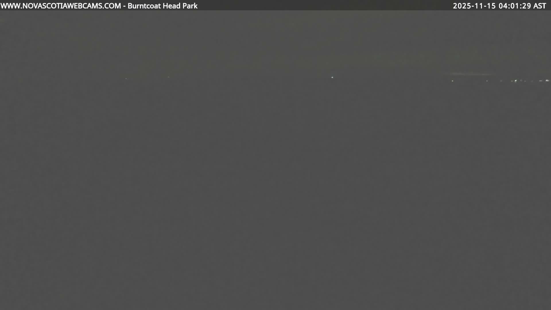 A dark, low-visibility outdoor scene at night, where faint, blurred distant lights are barely discernible through dense fog or heavy haze.