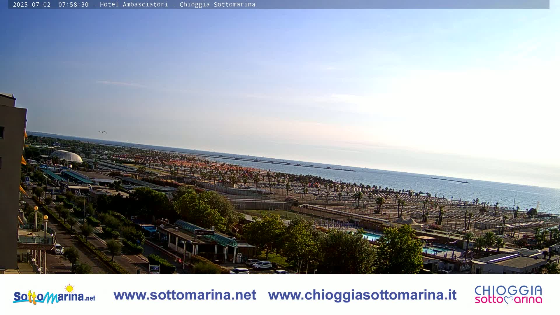 Chioggia Sottomarina Beach & Adriatic Coast Skyline Live Cam - Venice, Veneto, Italy