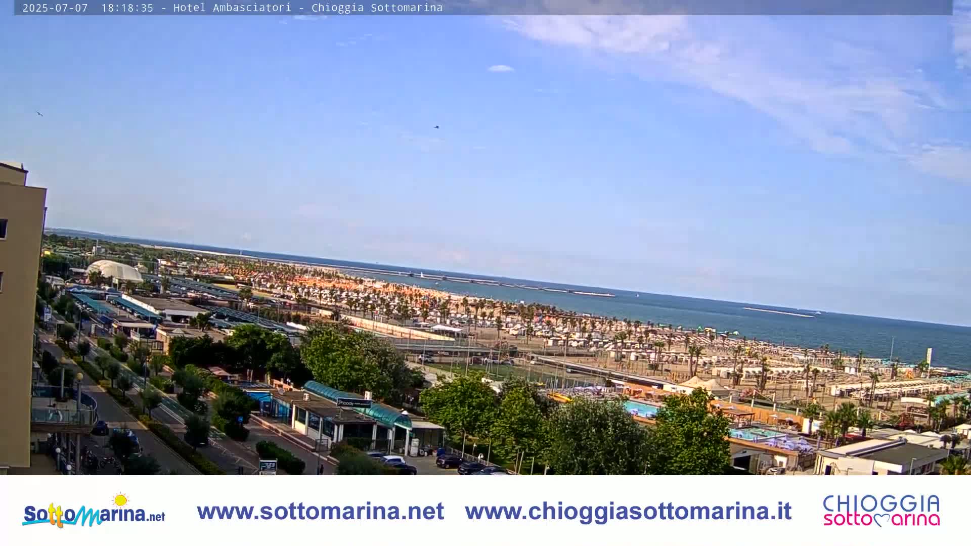 Chioggia Sottomarina Beach & Adriatic Coast Skyline Live Cam - Venice, Veneto, Italy