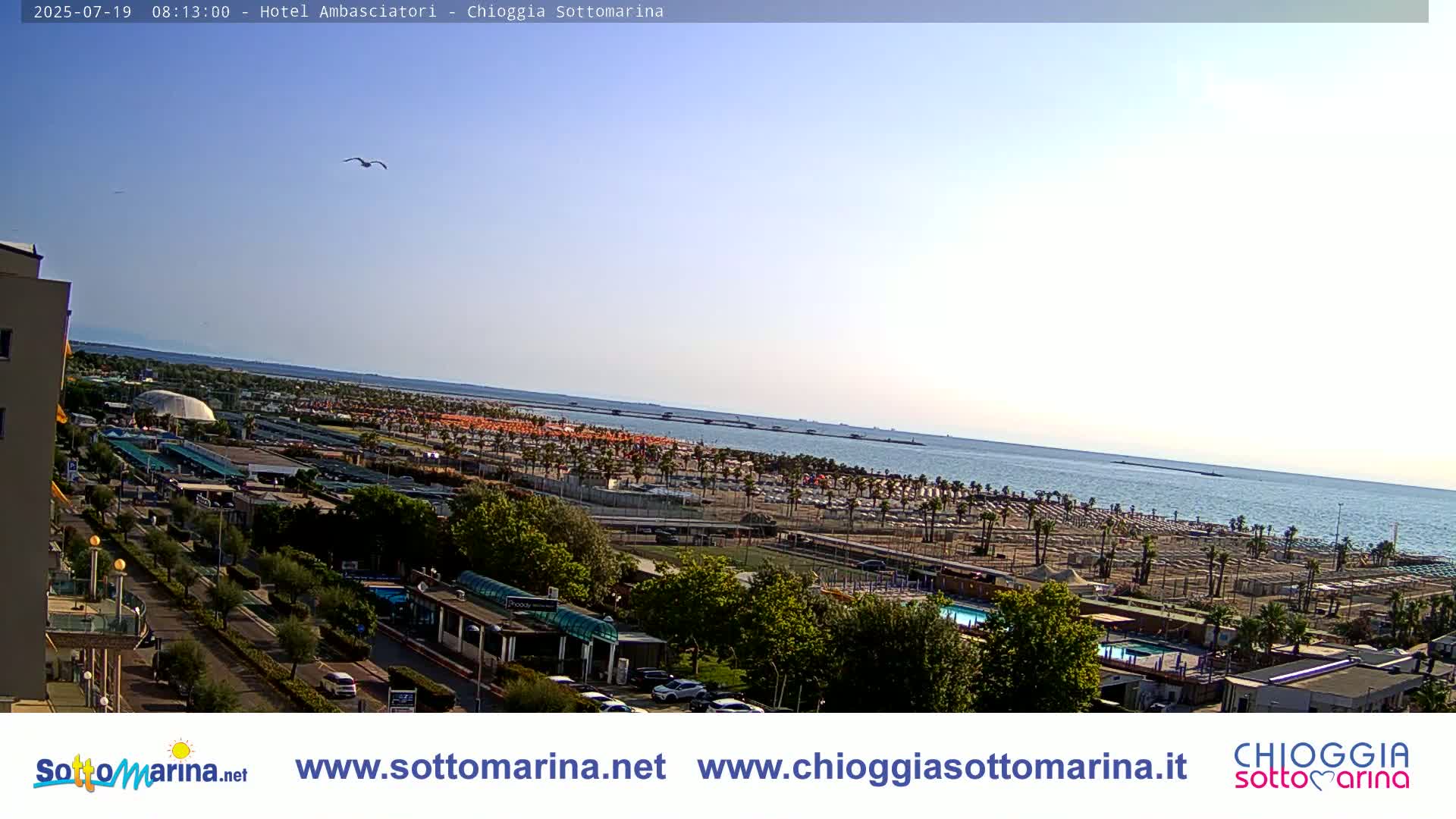 Chioggia Sottomarina Beach & Adriatic Coast Skyline Live Cam - Venice, Veneto, Italy