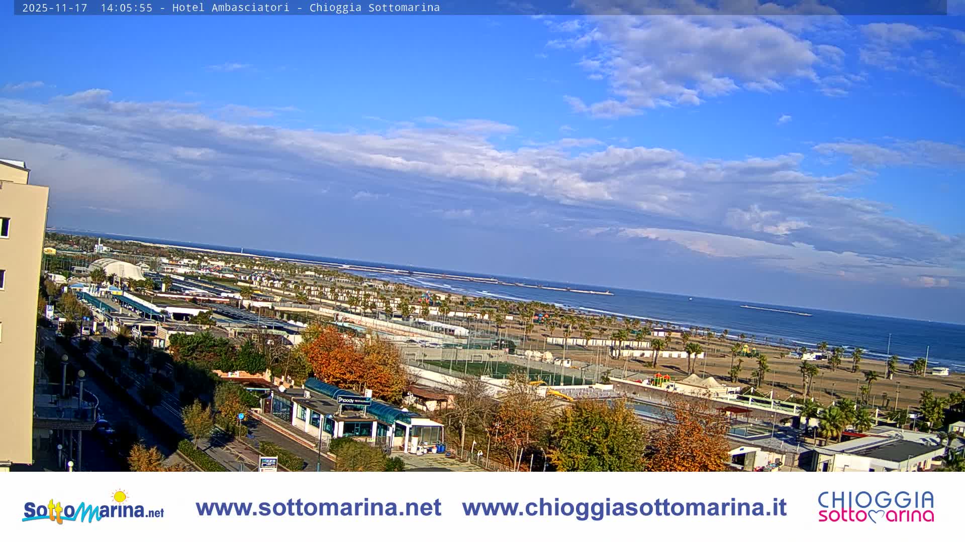 Chioggia Sottomarina Beach & Adriatic Coast Skyline Live Cam - Venice, Veneto, Italy