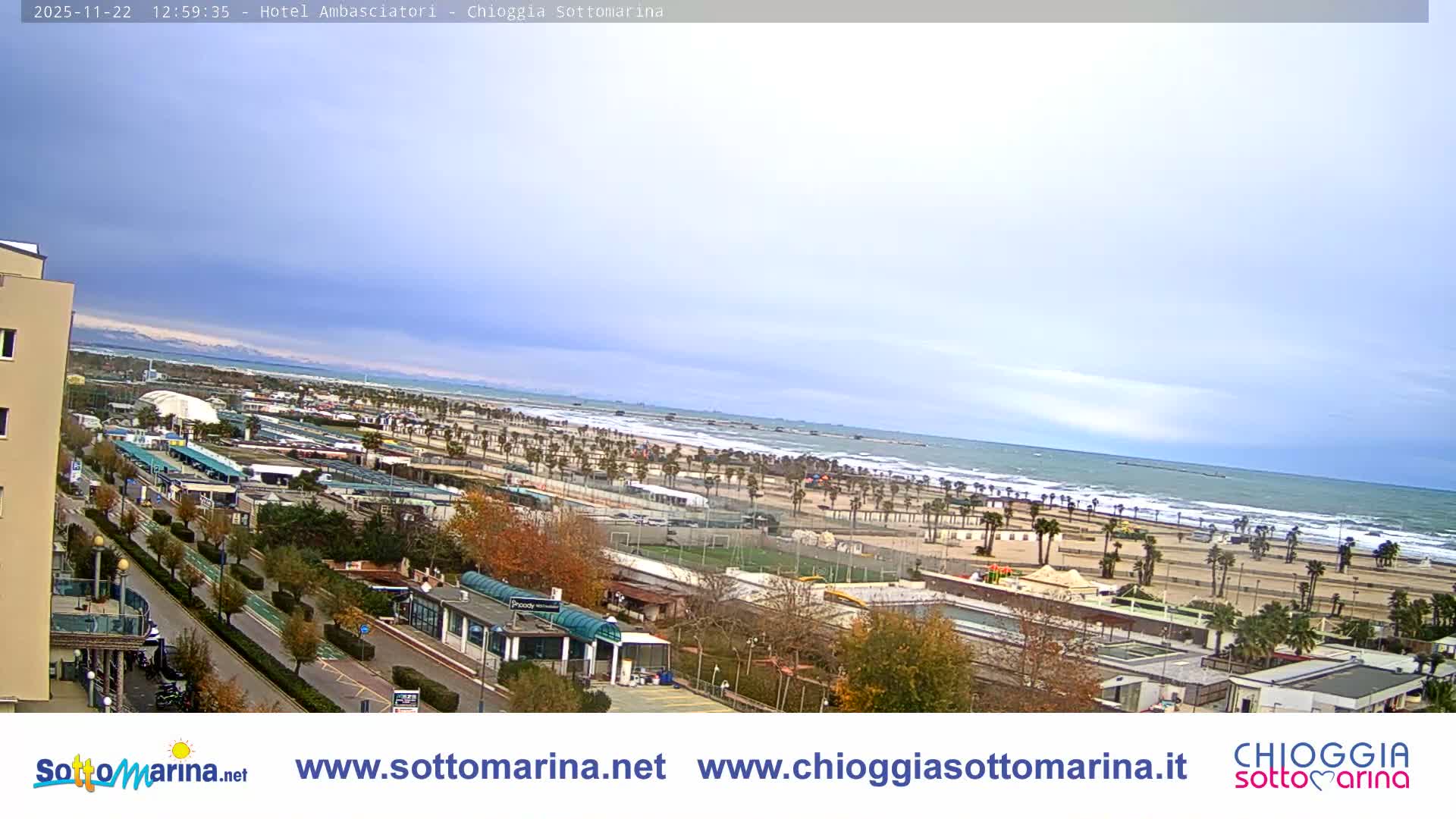 Chioggia Sottomarina Beach & Adriatic Coast Skyline Live Cam - Venice, Veneto, Italy