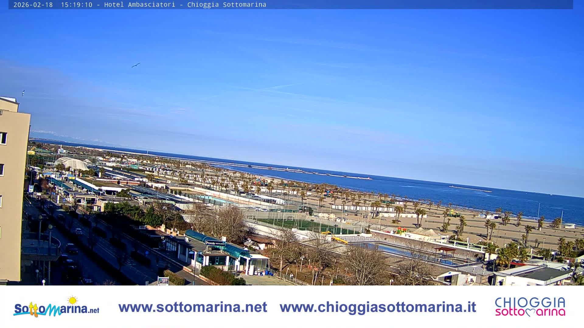 Chioggia Sottomarina Beach & Adriatic Coast Skyline Live Cam - Venice, Veneto, Italy