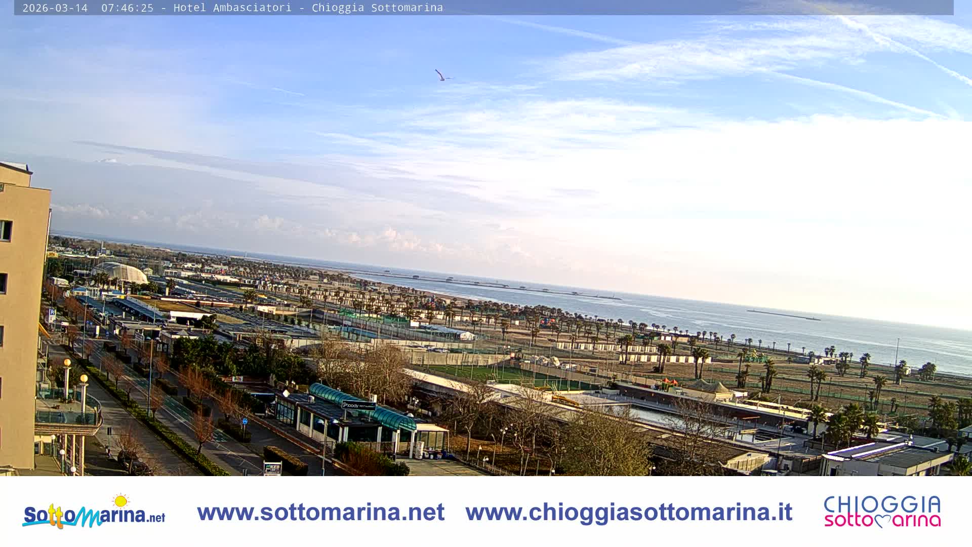 Chioggia Sottomarina Beach & Adriatic Coast Skyline Live Cam - Venice, Veneto, Italy