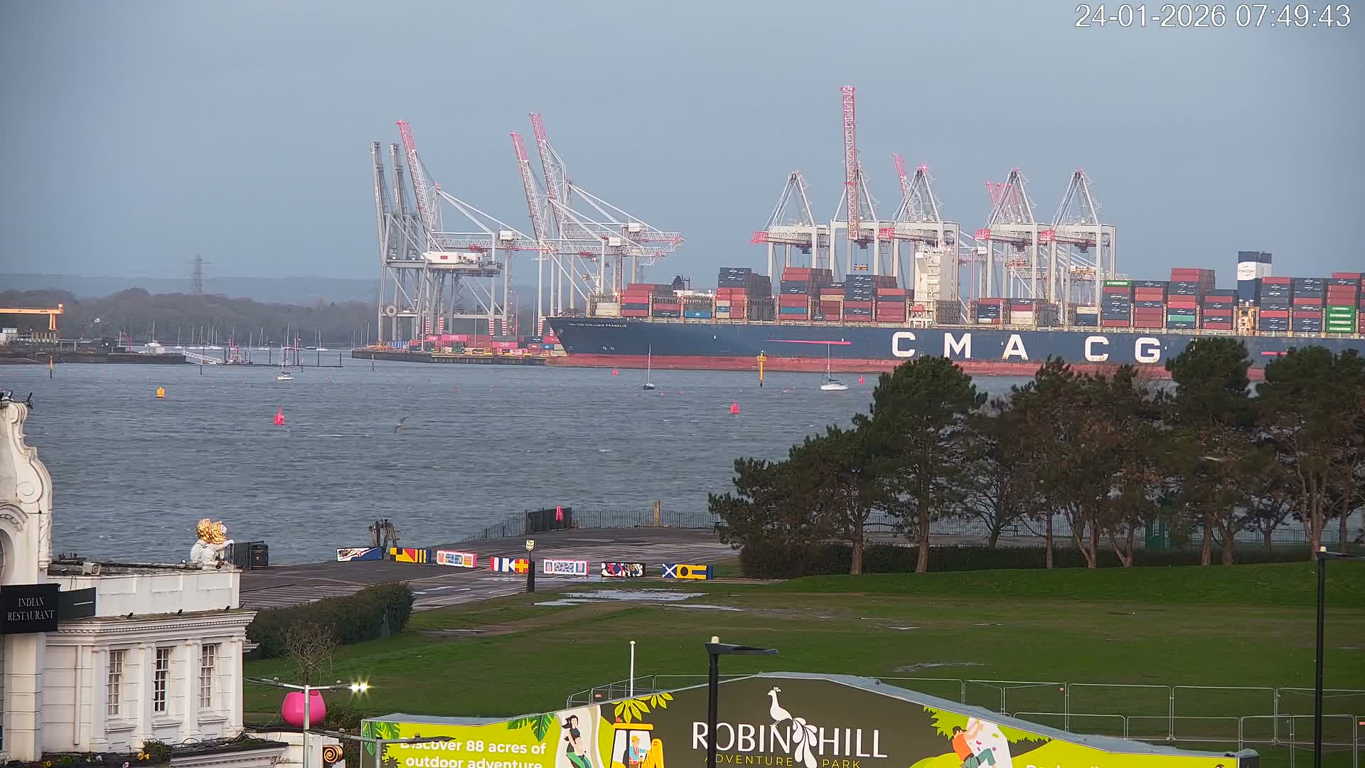 Southampton, Container Port & River Test Container Ship Shipspotting Live Cam - Southampton, Hampshire, South East, England, United Kingdom
