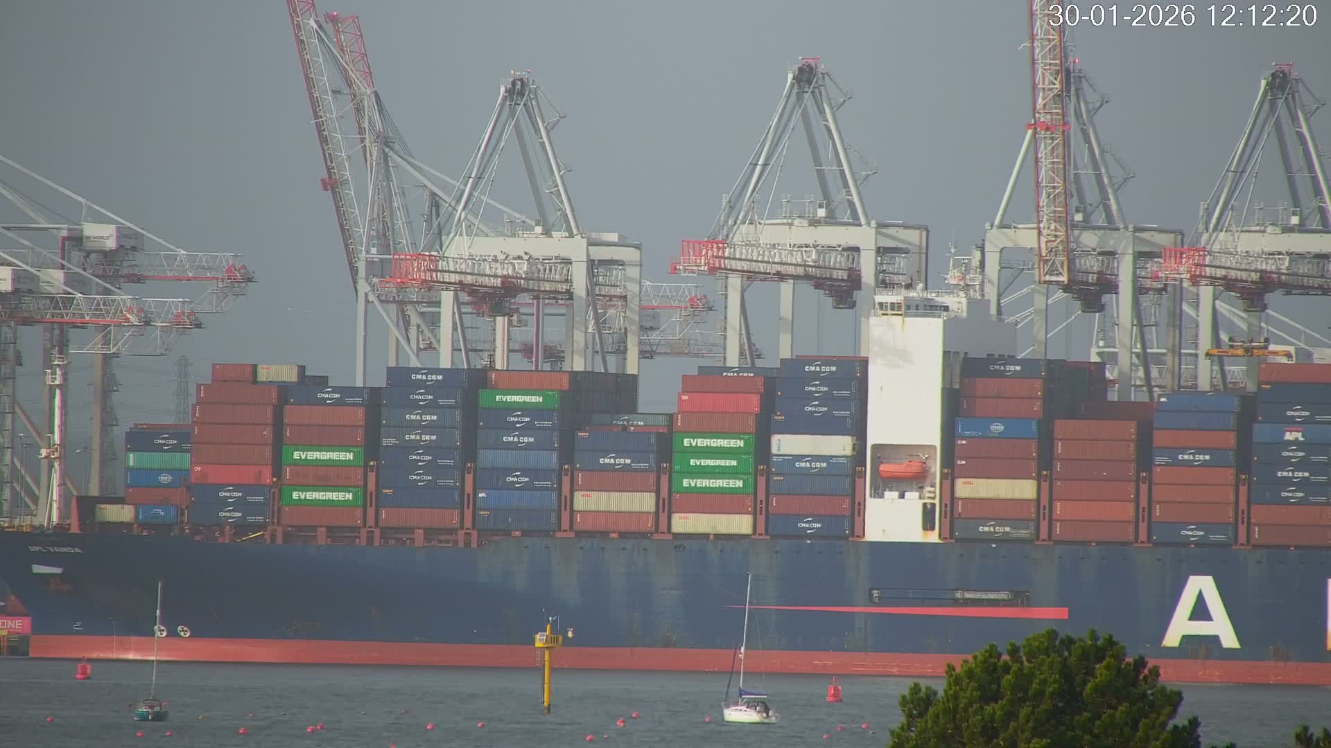 Southampton, Container Port & River Test Container Ship Shipspotting Live Cam - Southampton, Hampshire, South East, England, United Kingdom