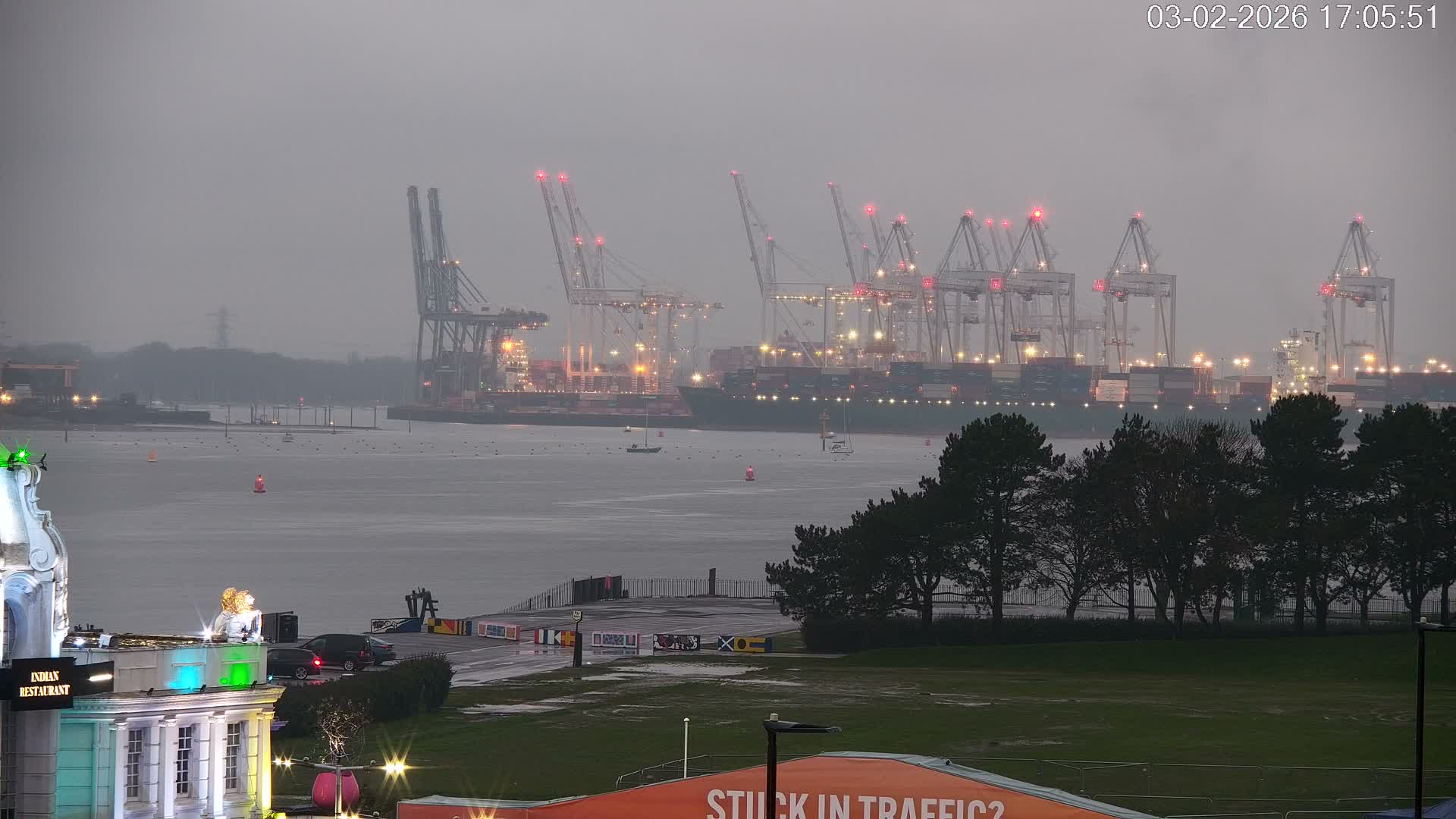 Southampton, Container Port & River Test Container Ship Shipspotting Live Cam - Southampton, Hampshire, South East, England, United Kingdom