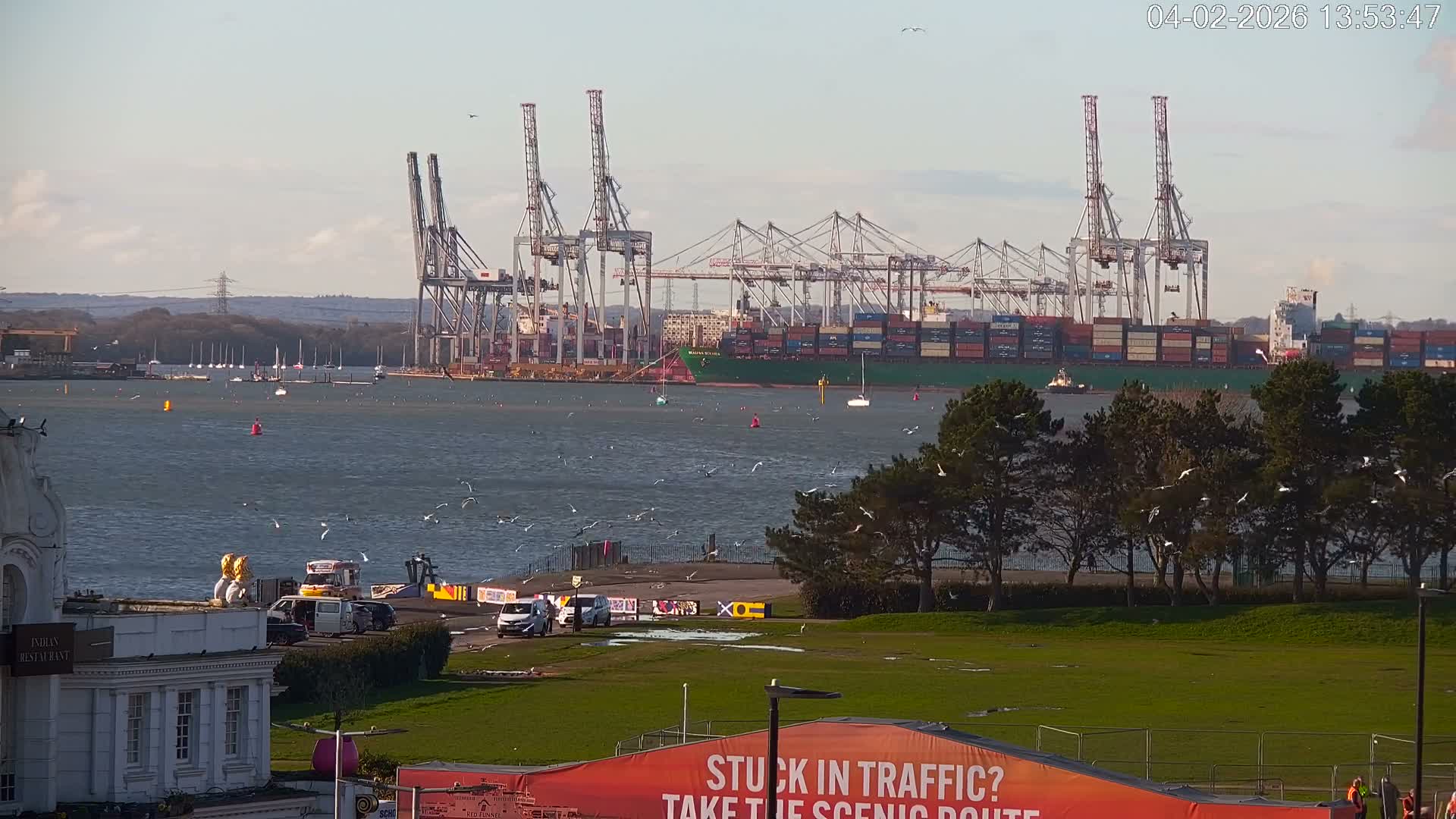 Southampton, Container Port & River Test Container Ship Shipspotting Live Cam - Southampton, Hampshire, South East, England, United Kingdom
