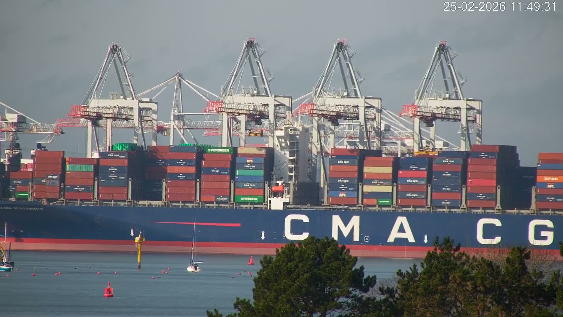 Southampton, Container Port & River Test Container Ship Shipspotting Live Cam - Southampton, Hampshire, South East, England, United Kingdom