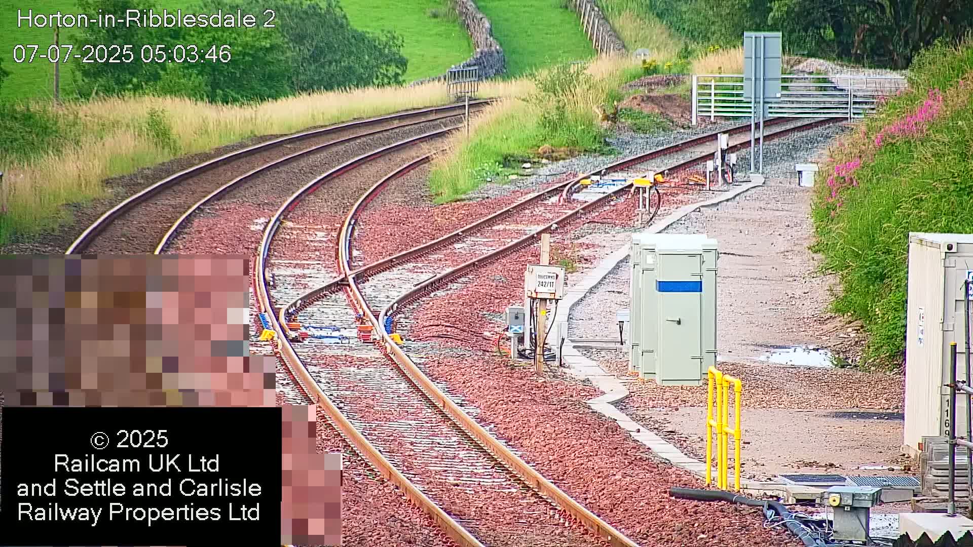 Horton-in-Ribblesdale Railway Station  South Towards View  & Quarry Siding Entrance Live Cam - North Yorkshire, Yorkshire and the Humber, England, United Kingdom