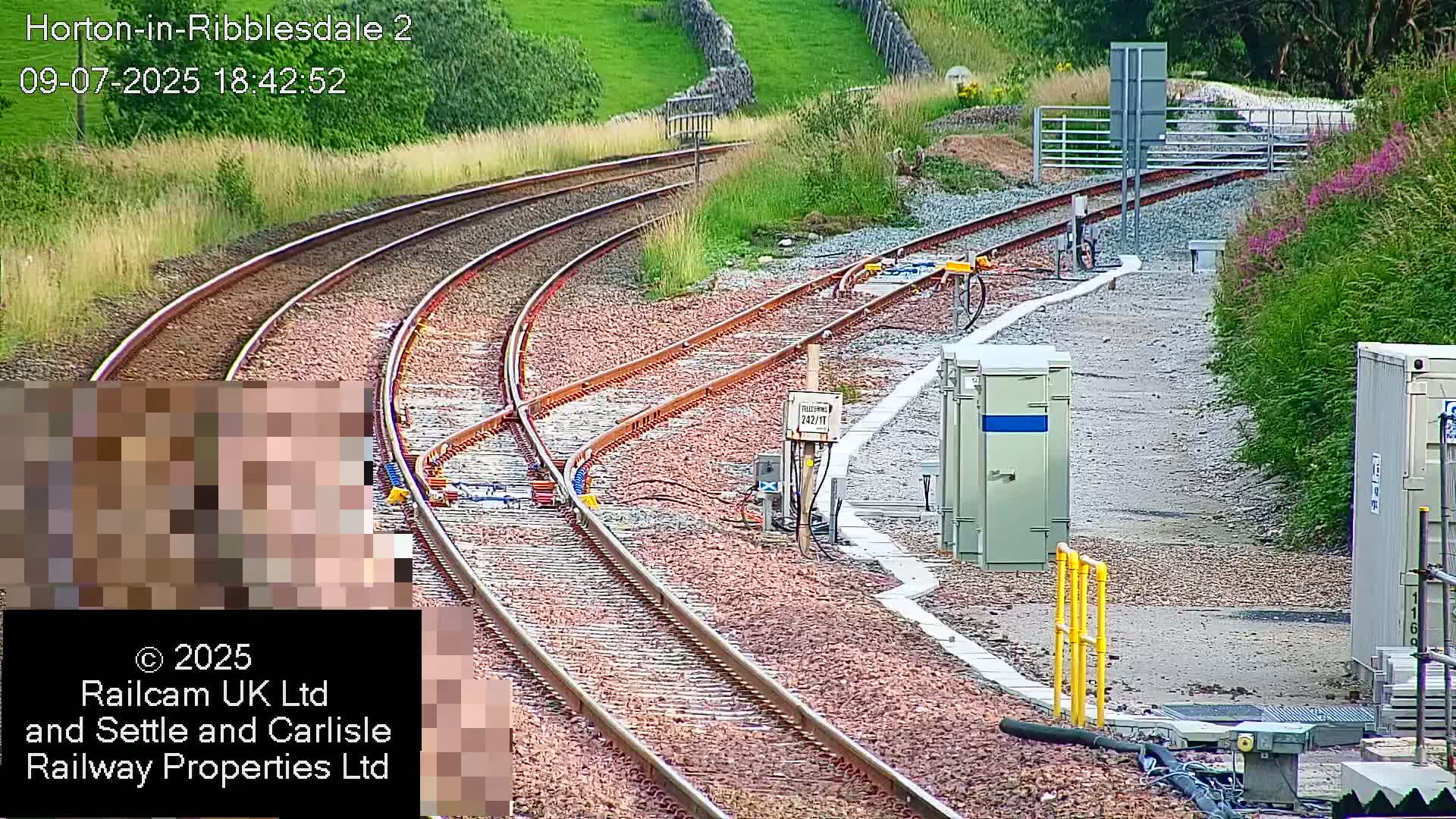 Horton-in-Ribblesdale Railway Station  South Towards View  & Quarry Siding Entrance Live Cam - North Yorkshire, Yorkshire and the Humber, England, United Kingdom