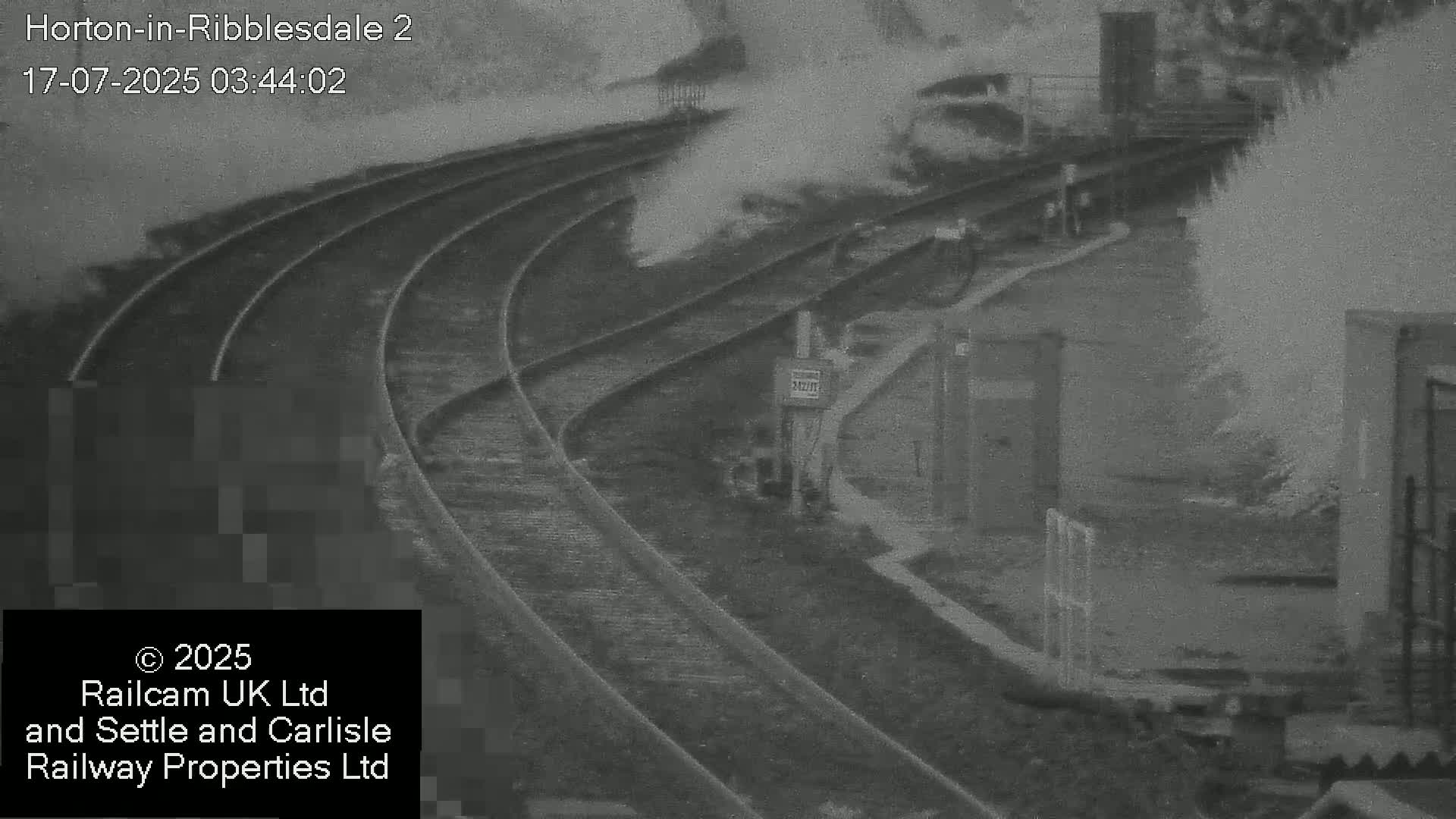 Horton-in-Ribblesdale Railway Station  South Towards View  & Quarry Siding Entrance Live Cam - North Yorkshire, Yorkshire and the Humber, England, United Kingdom