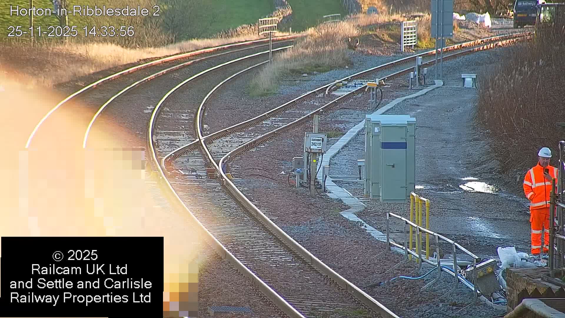 Horton-in-Ribblesdale Railway Station  South Towards View  & Quarry Siding Entrance Live Cam - North Yorkshire, Yorkshire and the Humber, England, United Kingdom
