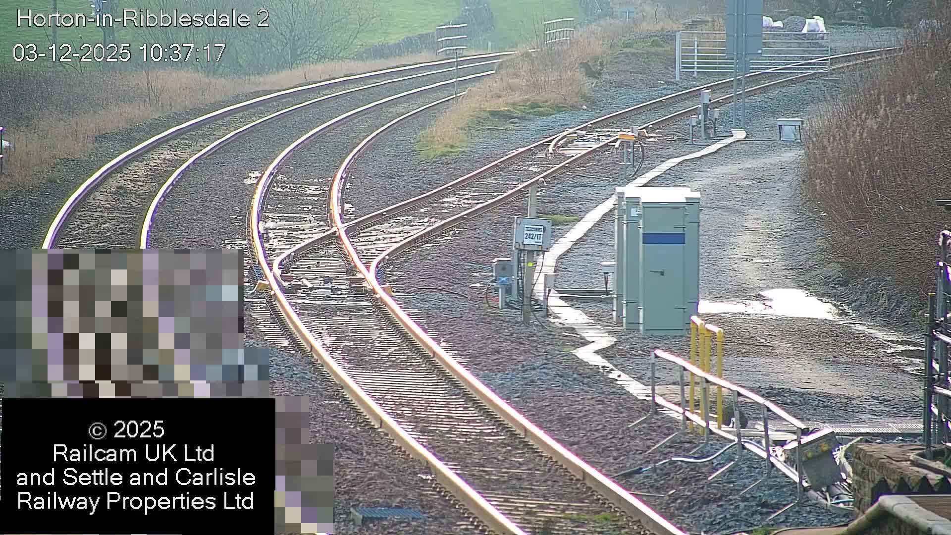 Horton-in-Ribblesdale Railway Station  South Towards View  & Quarry Siding Entrance Live Cam - North Yorkshire, Yorkshire and the Humber, England, United Kingdom