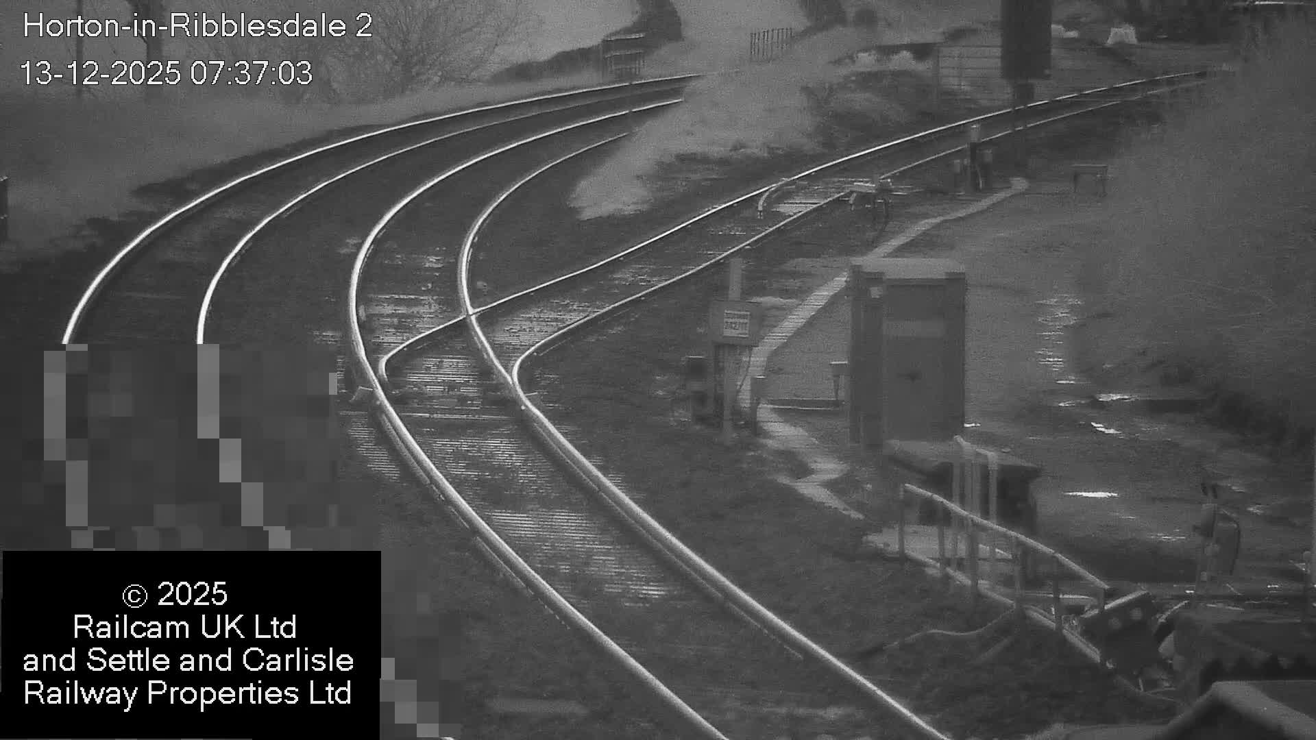 Horton-in-Ribblesdale Railway Station  South Towards View  & Quarry Siding Entrance Live Cam - North Yorkshire, Yorkshire and the Humber, England, United Kingdom