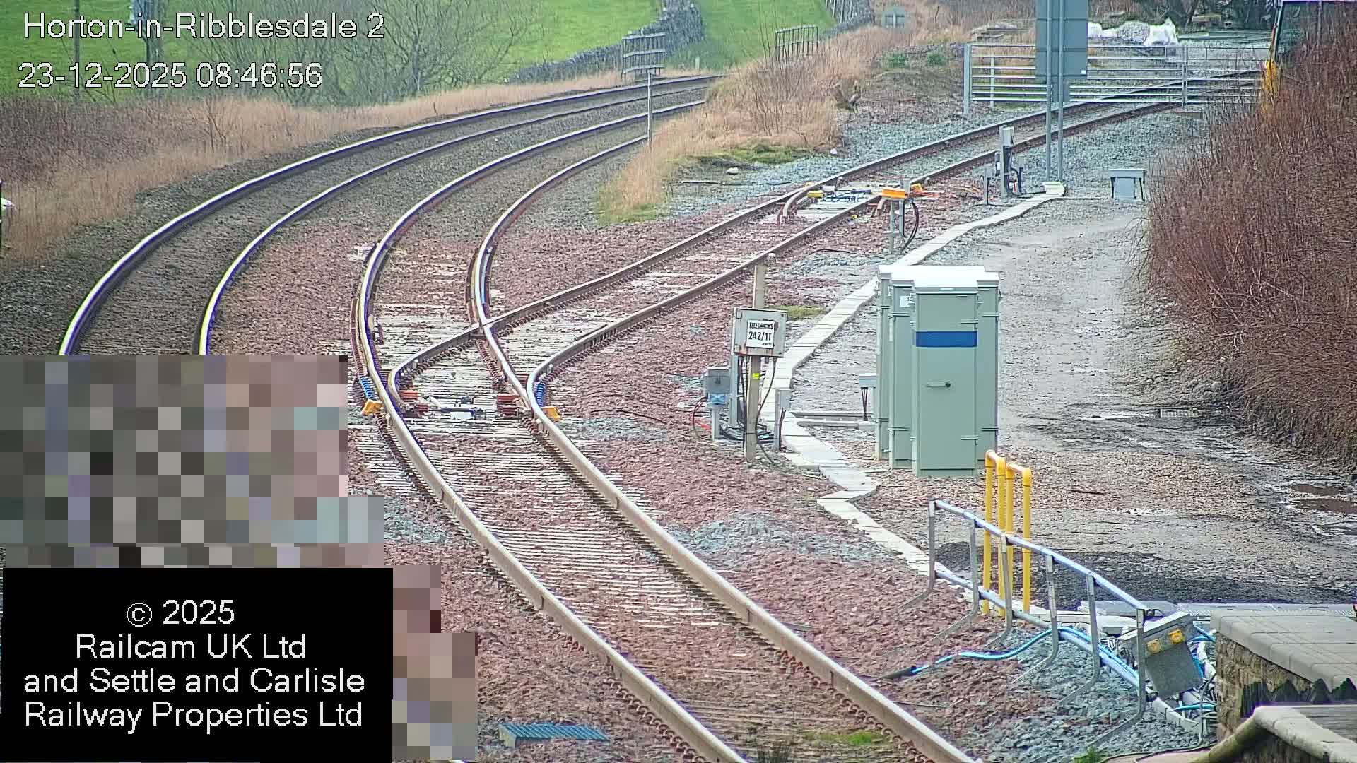 Horton-in-Ribblesdale Railway Station  South Towards View  & Quarry Siding Entrance Live Cam - North Yorkshire, Yorkshire and the Humber, England, United Kingdom