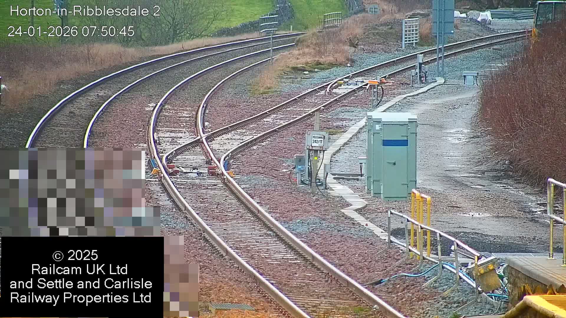 Horton-in-Ribblesdale Railway Station  South Towards View  & Quarry Siding Entrance Live Cam - North Yorkshire, Yorkshire and the Humber, England, United Kingdom