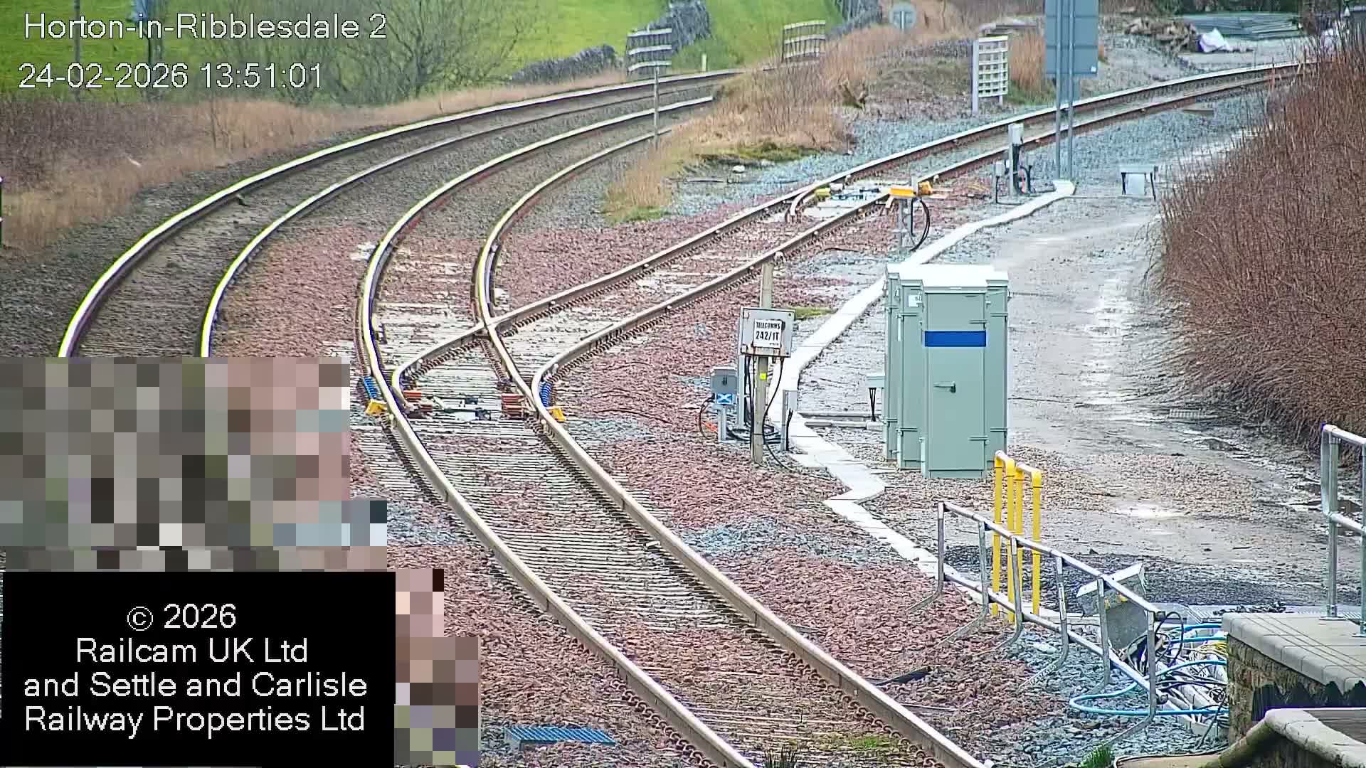 Horton-in-Ribblesdale Railway Station  South Towards View  & Quarry Siding Entrance Live Cam - North Yorkshire, Yorkshire and the Humber, England, United Kingdom