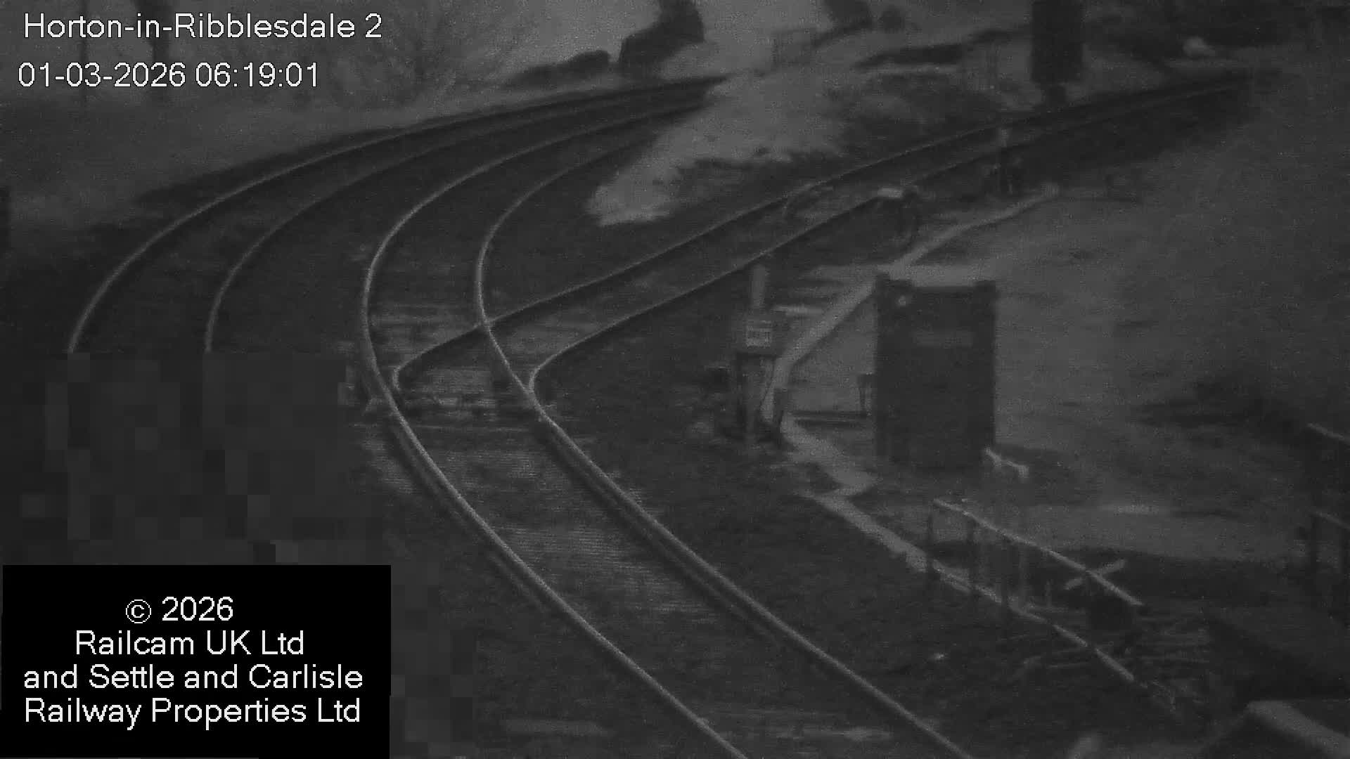 Horton-in-Ribblesdale Railway Station  South Towards View  & Quarry Siding Entrance Live Cam - North Yorkshire, Yorkshire and the Humber, England, United Kingdom