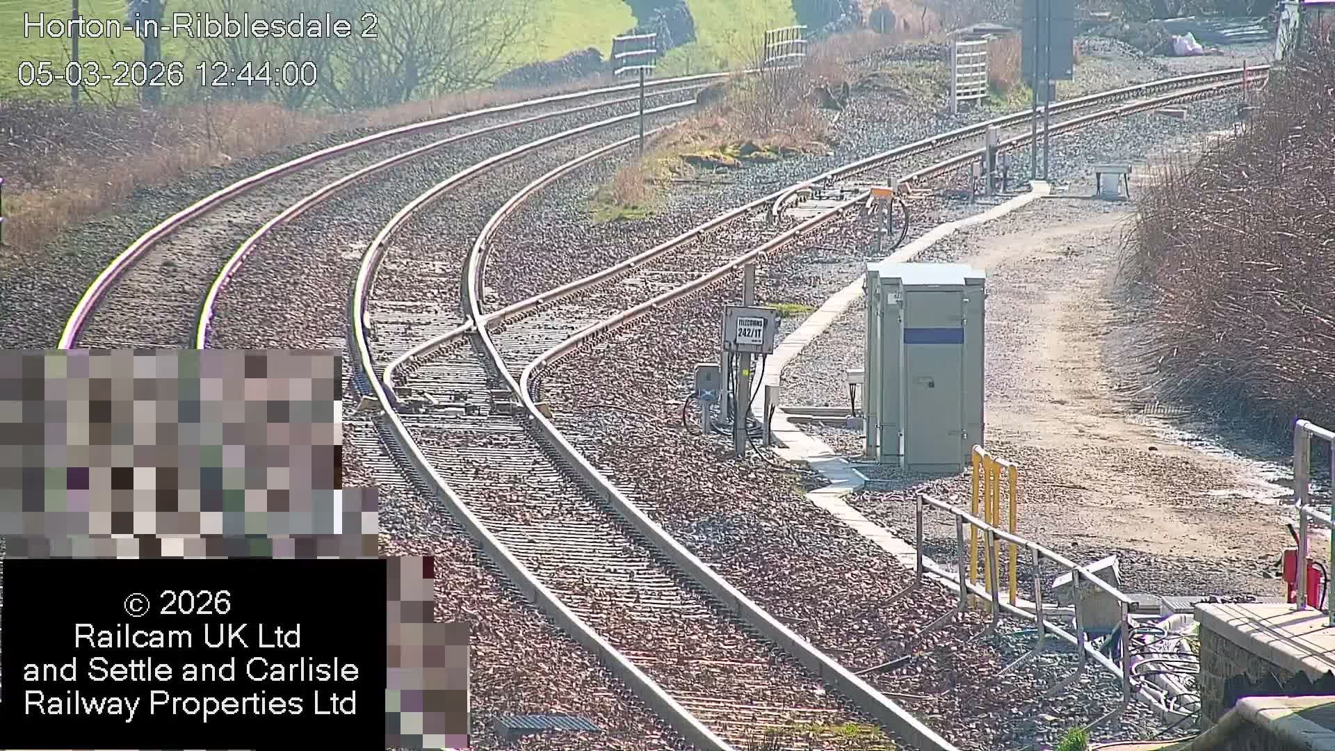 Horton-in-Ribblesdale Railway Station  South Towards View  & Quarry Siding Entrance Live Cam - North Yorkshire, Yorkshire and the Humber, England, United Kingdom