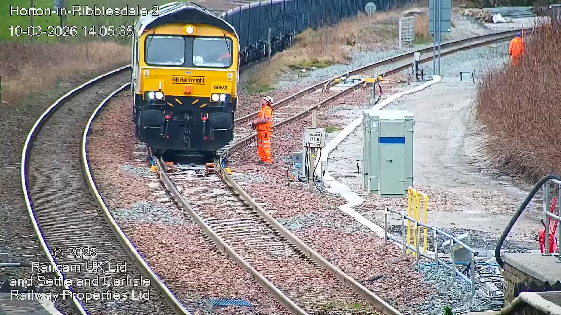 Horton-in-Ribblesdale Railway Station  South Towards View  & Quarry Siding Entrance Live Cam - North Yorkshire, Yorkshire and the Humber, England, United Kingdom