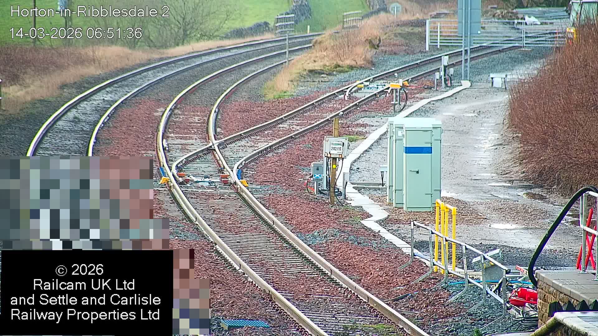 Horton-in-Ribblesdale Railway Station  South Towards View  & Quarry Siding Entrance Live Cam - North Yorkshire, Yorkshire and the Humber, England, United Kingdom