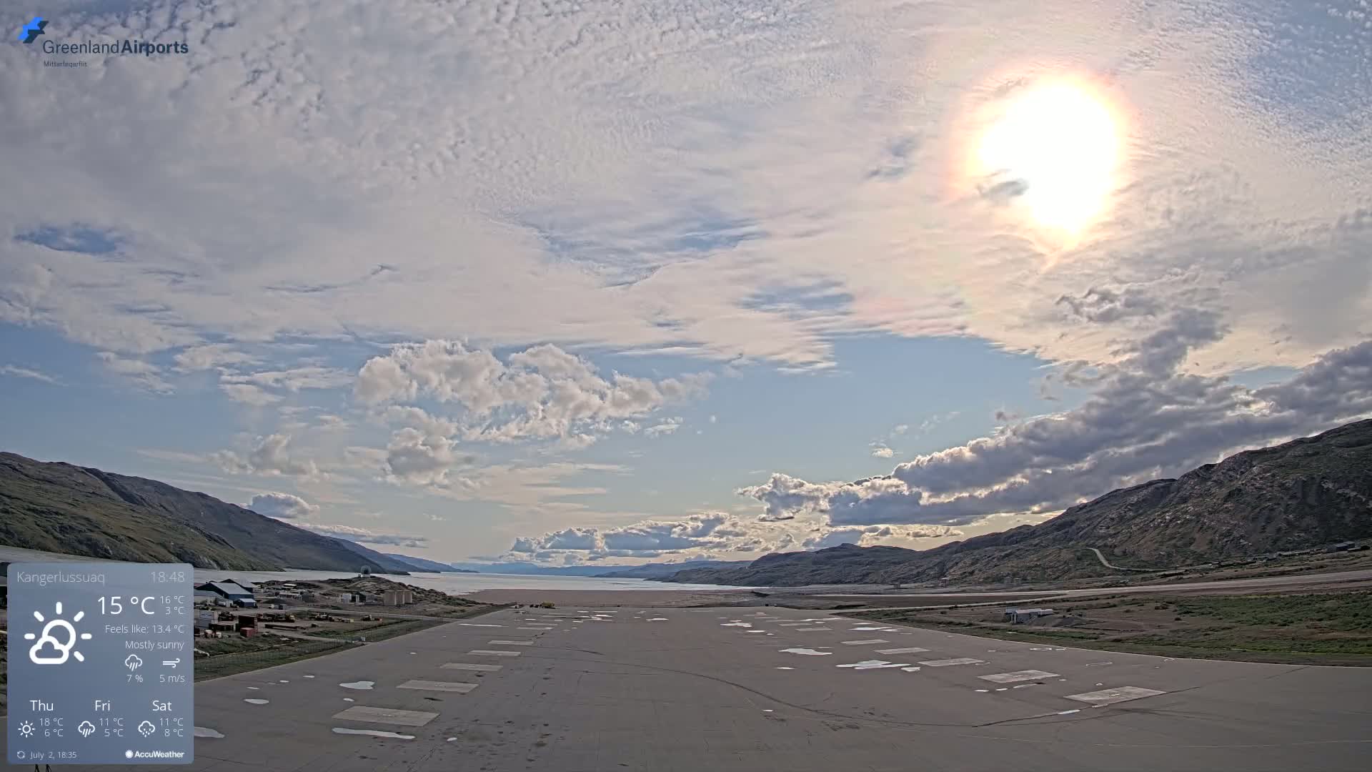 Kangerlussuaq Village & Kangerlussuaq Sondre Stromfjord Airport West Towards View Live Cam SFJ/BGSF - Kangerlussuaq, Qeqqata, Greenland, Denmark