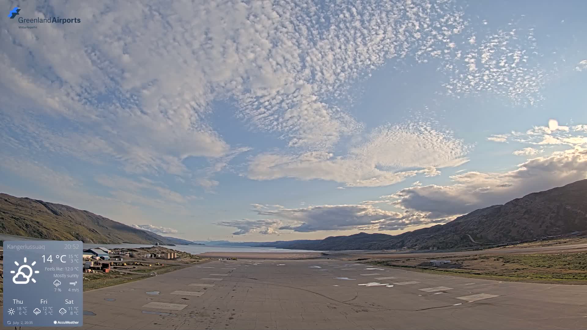 Kangerlussuaq Village & Kangerlussuaq Sondre Stromfjord Airport West Towards View Live Cam SFJ/BGSF - Kangerlussuaq, Qeqqata, Greenland, Denmark